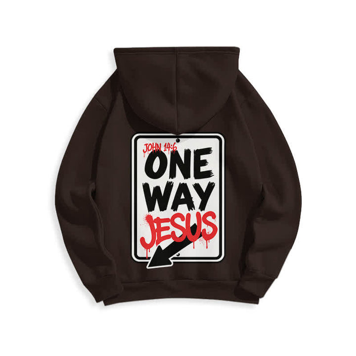 Christianartworkshop Felpa con cappuccio One Way Jesus Graffiti Heather Gray - image 13