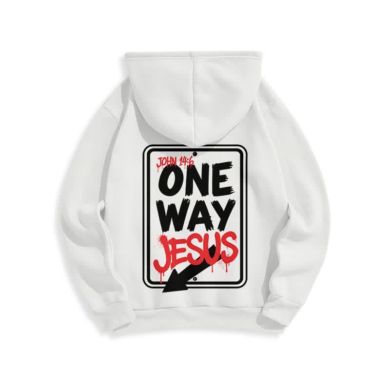 Christianartworkshop Felpa con cappuccio One Way Jesus Graffiti Heather Gray - image 4