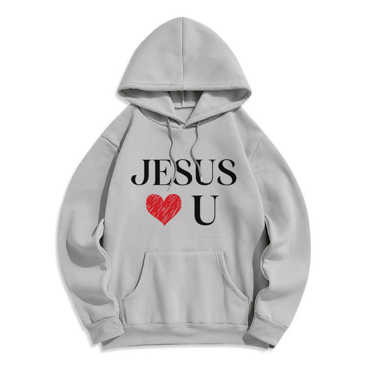Christianartworkshop Felpa con cappuccio in pile con scritta "Jesus Loves U Graffiti Heart" - Grigio - 2XL - image 3