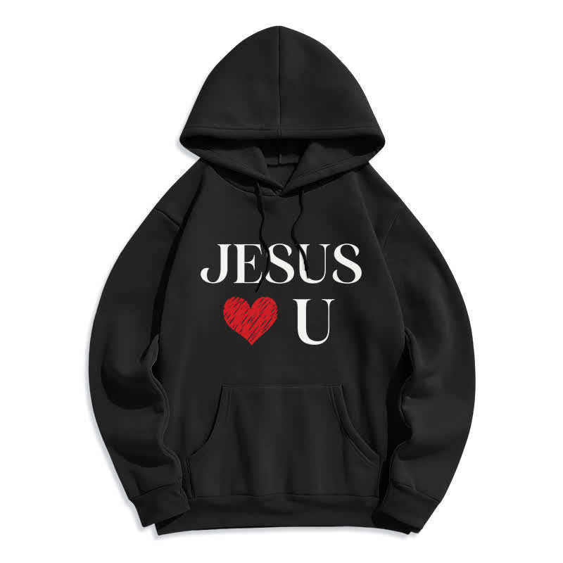 Christianartworkshop Felpa con cappuccio in pile con scritta "Jesus Loves U Graffiti Heart" - Nero - 2XL - image 2