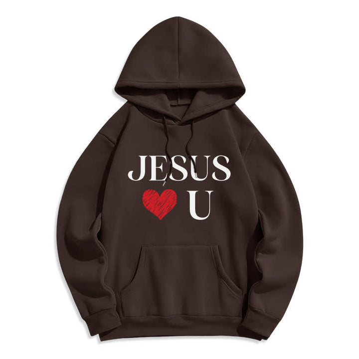 Christianartworkshop Felpa con cappuccio in pile con scritta "Jesus Loves U Graffiti Heart" - Caffè - 2XL - image 0