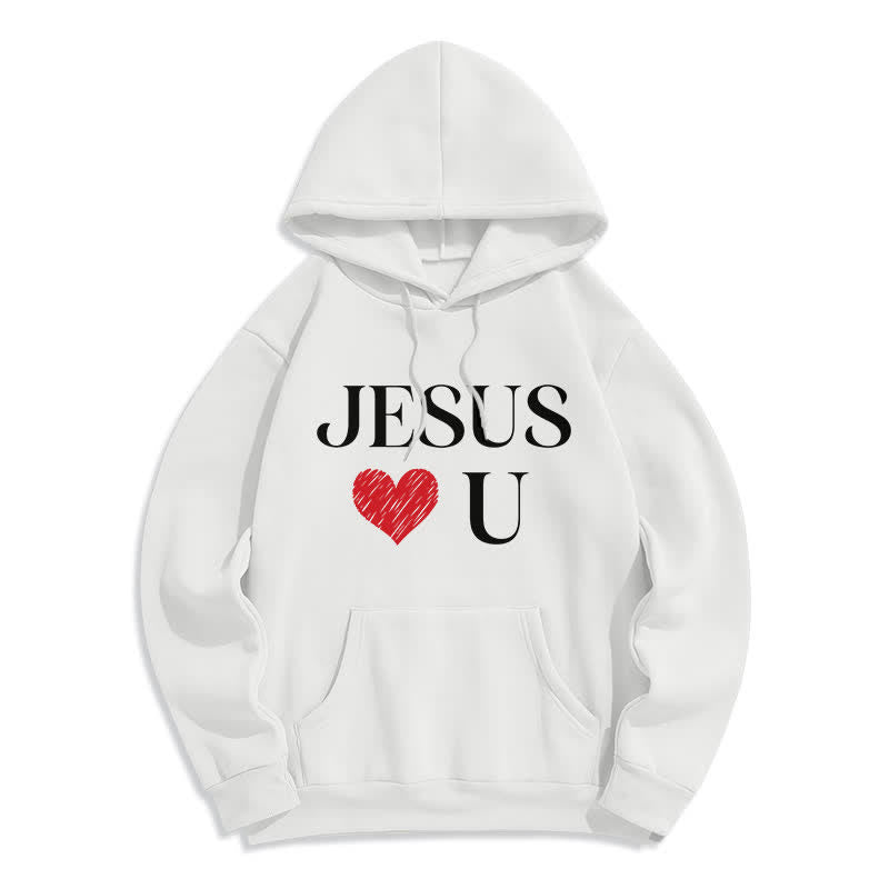 Christianartworkshop Felpa con cappuccio in pile con scritta "Jesus Loves U Graffiti Heart" - Bianco - 2XL - image 1