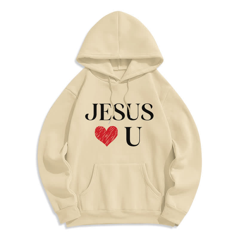 Christianartworkshop Felpa con cappuccio in pile con scritta "Jesus Loves U Graffiti Heart" - Beige - 2XL - image 6