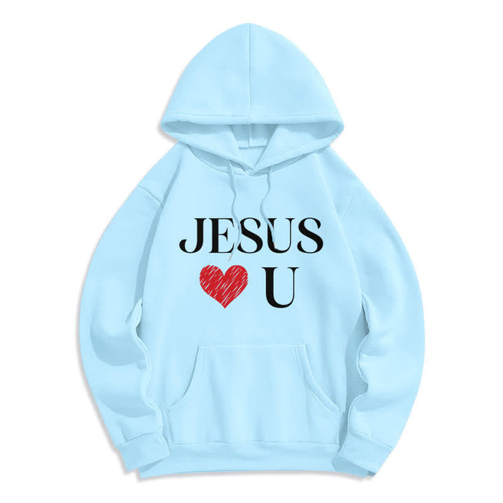 Christianartworkshop Felpa con cappuccio in pile con scritta "Jesus Loves U Graffiti Heart" - Blu - 2XL - image 7