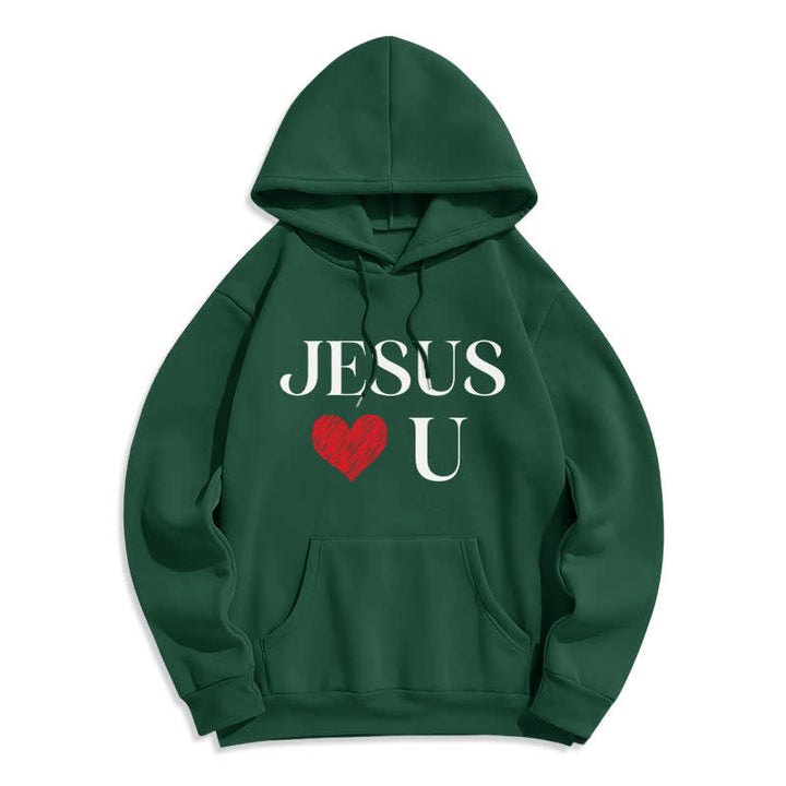 Christianartworkshop Felpa con cappuccio in pile con scritta "Jesus Loves U Graffiti Heart" - Verde - 2XL - image 5