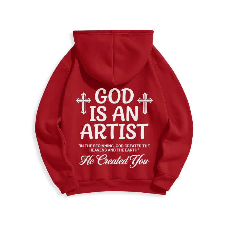 Christianartworkshop Dio è un artista - Felpa con cappuccio nera stile streetwear - image 16
