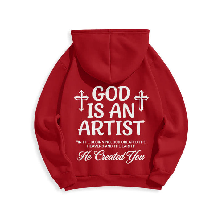 Christianartworkshop Dio è un artista - Felpa con cappuccio nera stile streetwear - image 16