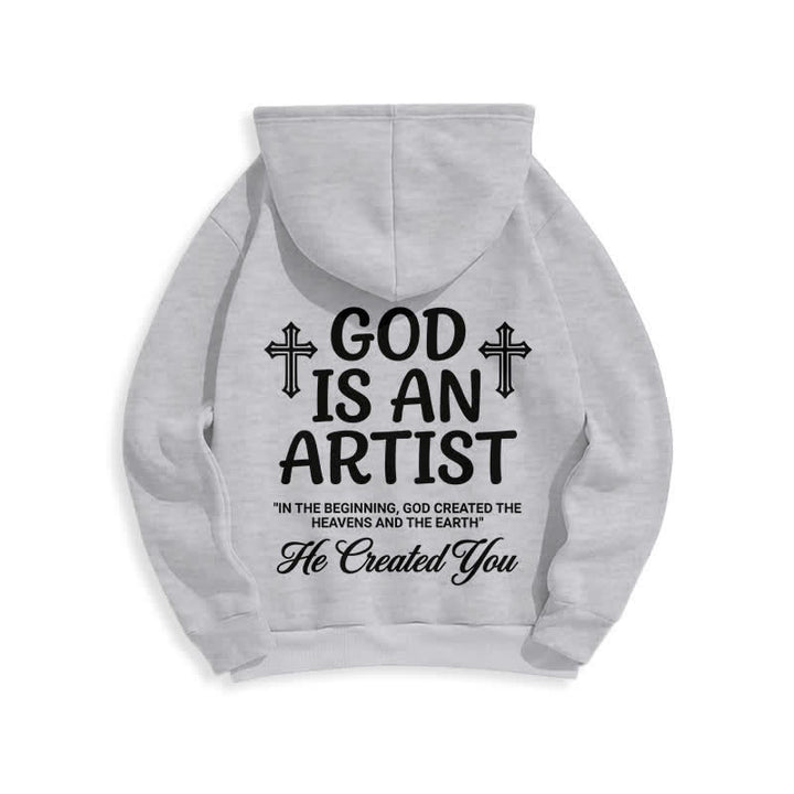 Christianartworkshop Dio è un artista - Felpa con cappuccio nera stile streetwear - image 19
