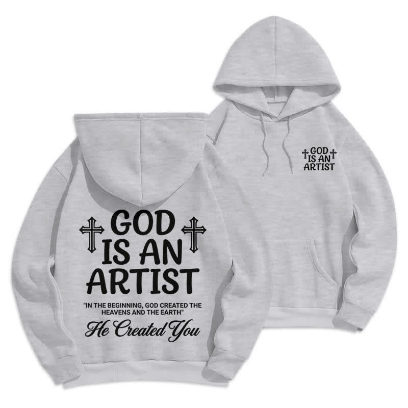 Christianartworkshop Dio è un artista - Felpa con cappuccio nera stile streetwear - Grigio - 2XL - image 18