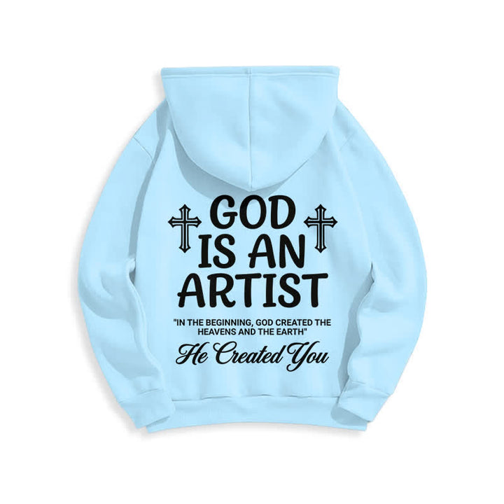 Christianartworkshop Dio è un artista - Felpa con cappuccio nera stile streetwear - image 22