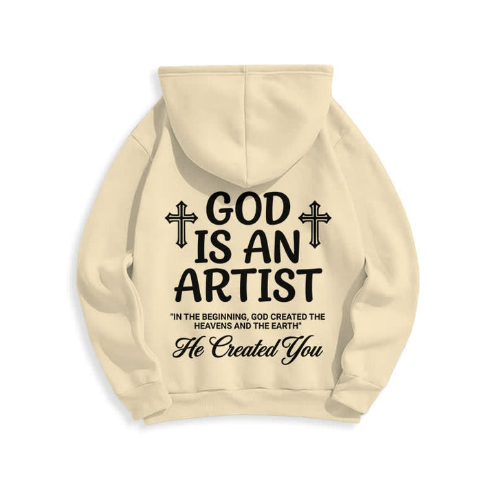 Christianartworkshop Dio è un artista - Felpa con cappuccio nera stile streetwear - image 13