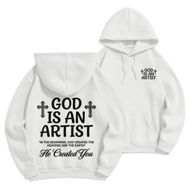 Christianartworkshop Dio è un artista - Felpa con cappuccio nera stile streetwear - Bianco - 2XL - image 3