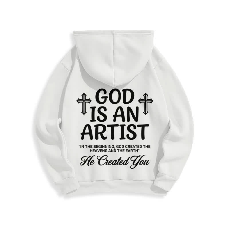 Christianartworkshop Dio è un artista - Felpa con cappuccio nera stile streetwear - image 4