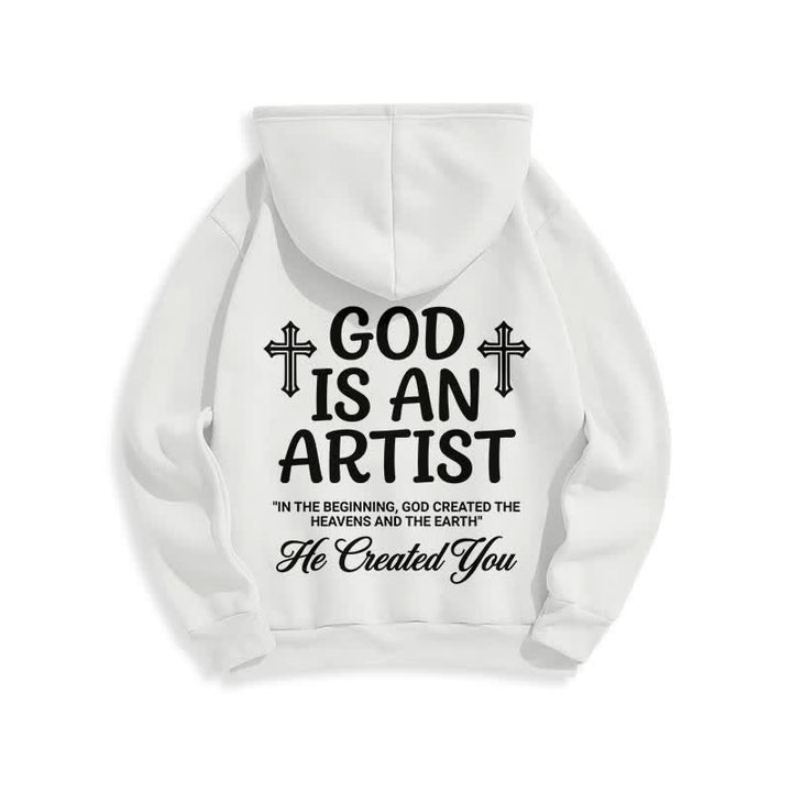 Christianartworkshop Dio è un artista - Felpa con cappuccio nera stile streetwear - image 4