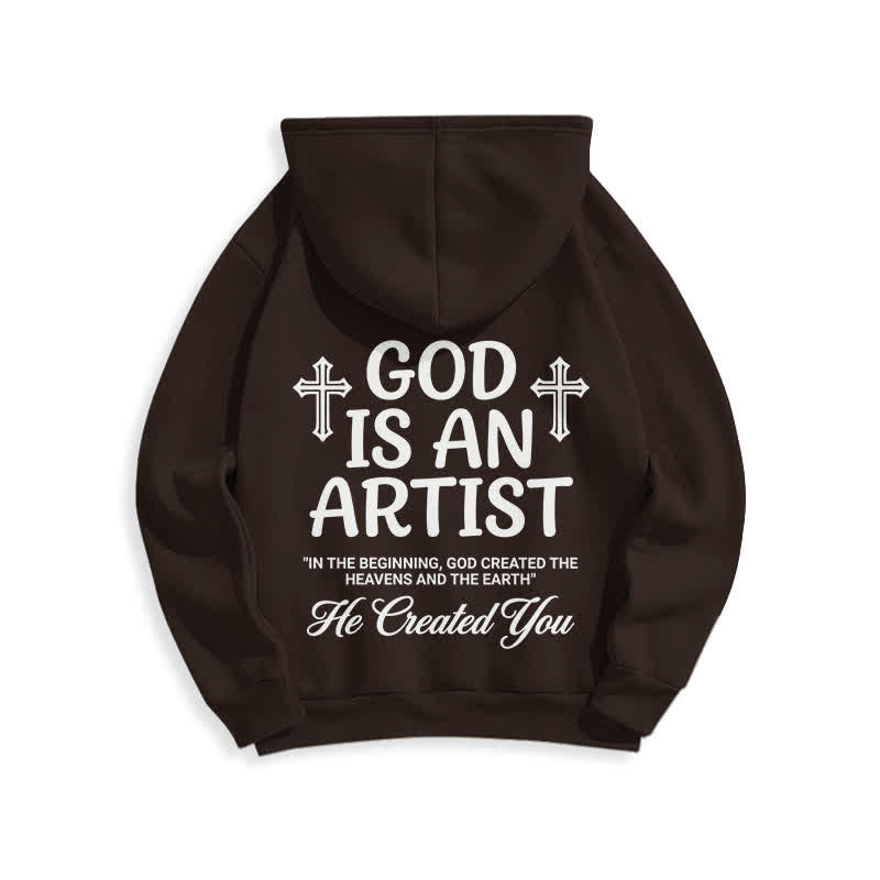 Christianartworkshop Dio è un artista - Felpa con cappuccio nera stile streetwear - image 7