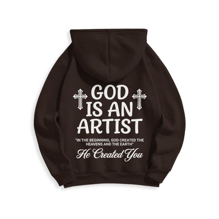 Christianartworkshop Dio è un artista - Felpa con cappuccio nera stile streetwear - image 7