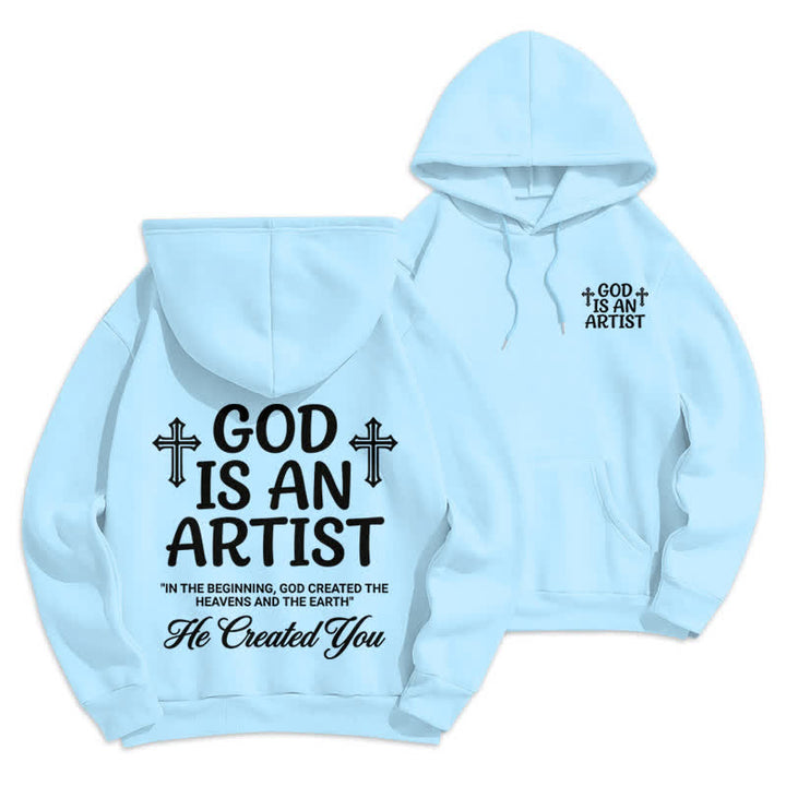 Christianartworkshop Dio è un artista - Felpa con cappuccio nera stile streetwear - Blu - 2XL - image 21