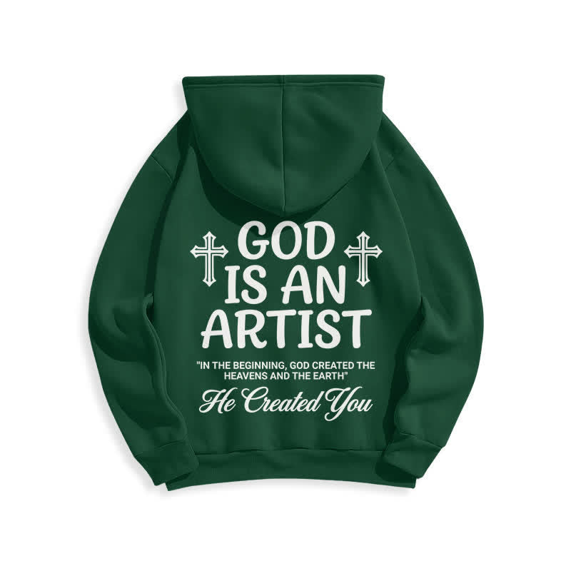 Christianartworkshop Dio è un artista - Felpa con cappuccio nera stile streetwear - image 10