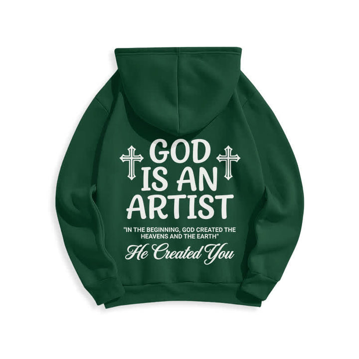 Christianartworkshop Dio è un artista - Felpa con cappuccio nera stile streetwear - image 10