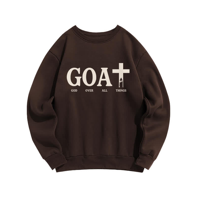 Christianartworkshop Felpa girocollo GOAT God Over All Things - Caffè - 2XL - image 4