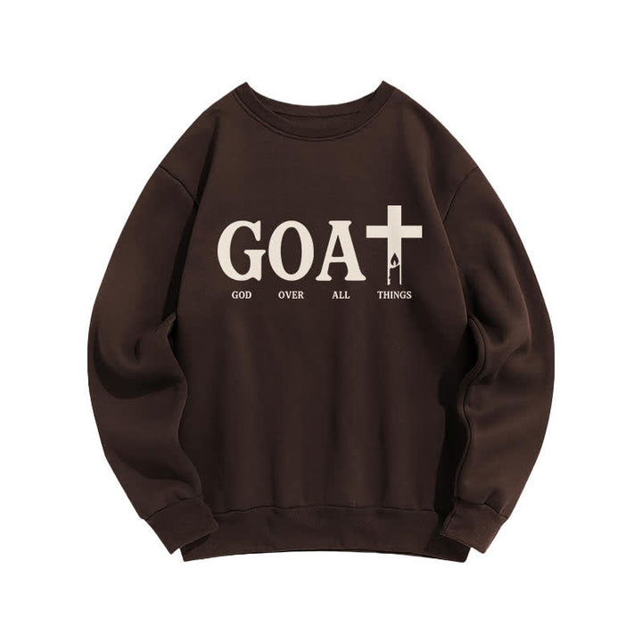 Christianartworkshop Felpa girocollo GOAT God Over All Things - Caffè - 2XL - image 4