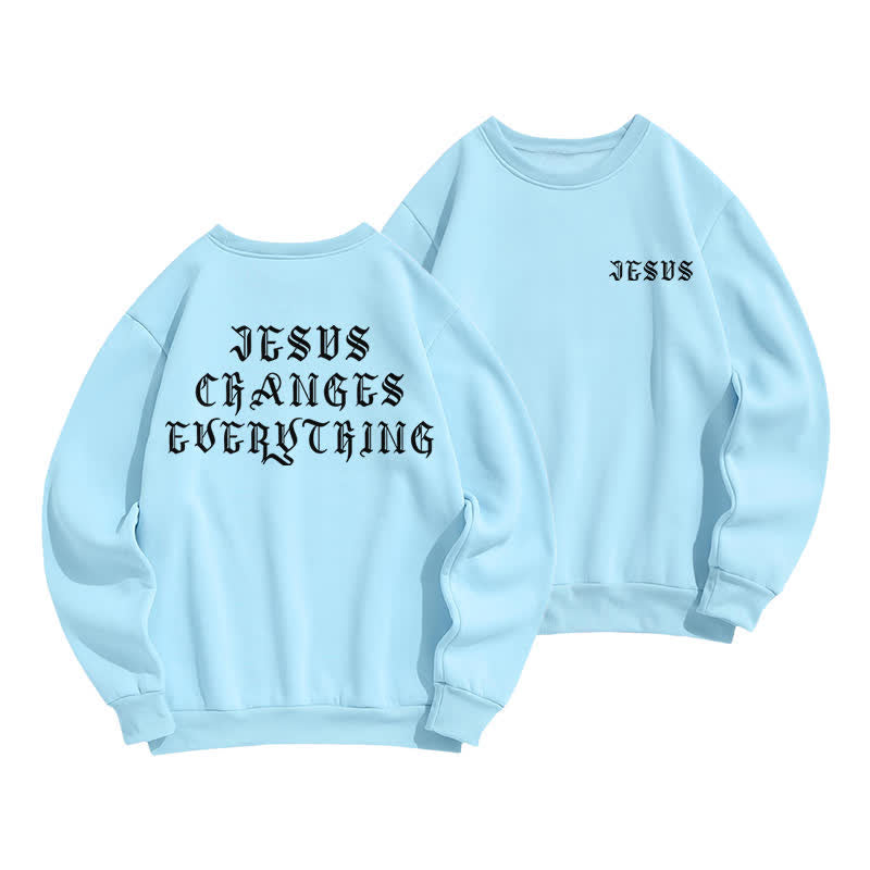 Christianartworkshop Felpa con stampa gotica sul retro "Jesus Changes Everything" - Blu - 2XL - image 0