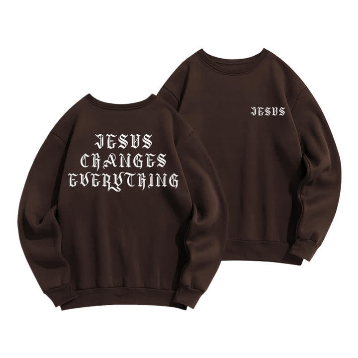 Christianartworkshop Felpa con stampa gotica sul retro "Jesus Changes Everything" - Caffè - 2XL - image 15