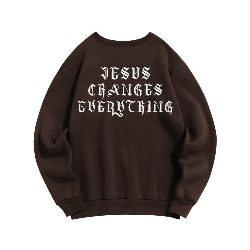 Christianartworkshop Felpa con stampa gotica sul retro "Jesus Changes Everything" - image 16
