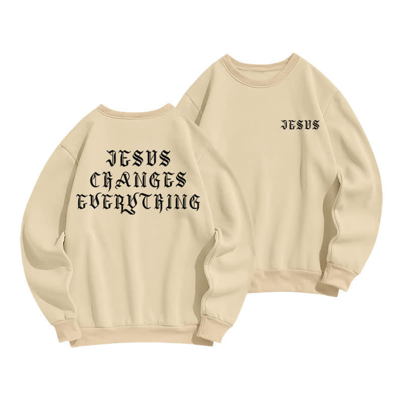 Christianartworkshop Felpa con stampa gotica sul retro "Jesus Changes Everything" - Albicocca - 2XL - image 9