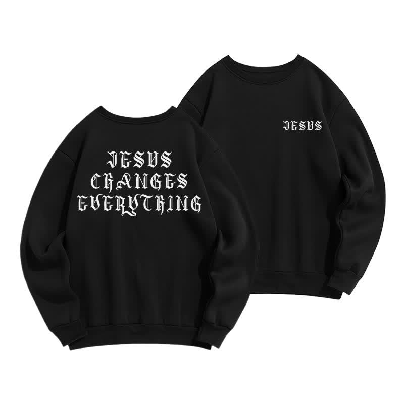 Christianartworkshop Felpa con stampa gotica sul retro "Jesus Changes Everything" - Nero - 2XL - image 6