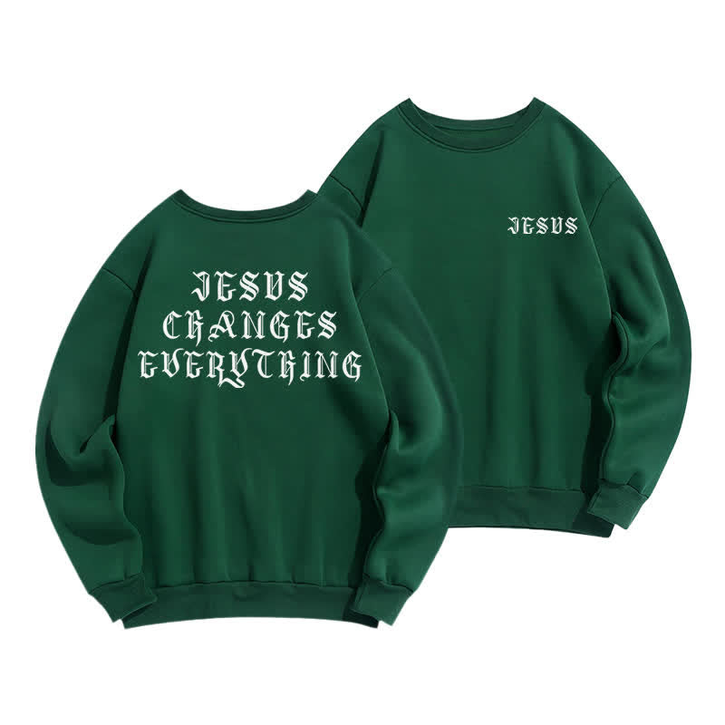 Christianartworkshop Felpa con stampa gotica sul retro "Jesus Changes Everything" - Verde - 2XL - image 12