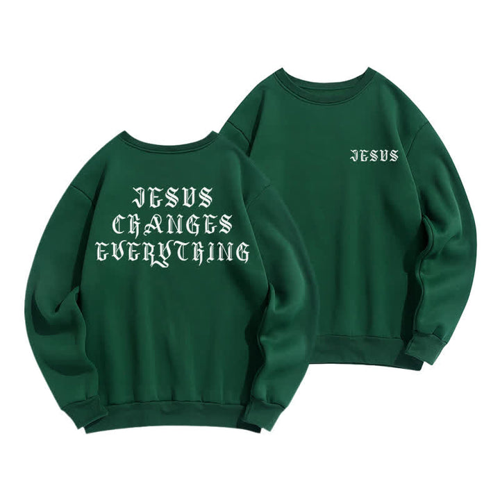 Christianartworkshop Felpa con stampa gotica sul retro "Jesus Changes Everything" - Verde - 2XL - image 12