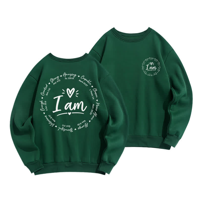 Christianartworkshop Felpa in pile con stampa a cerchio sul retro "I Am Heart" - Verde - 2XL - image 15