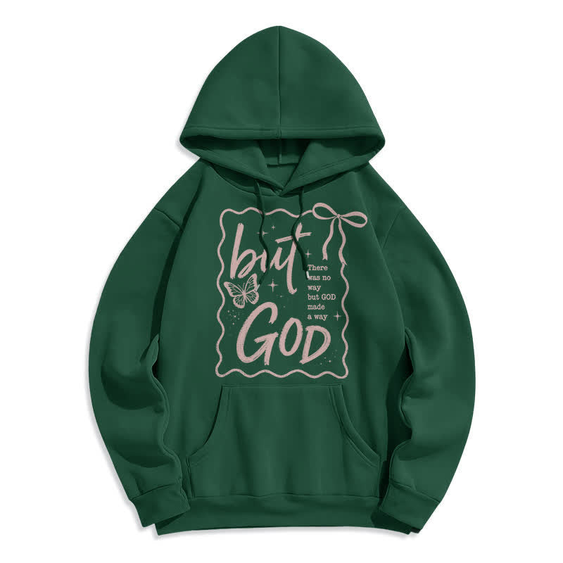 Christianartworkshop Felpa con cappuccio oversize in pile But God Butterfly - Verde - 2XL - image 4