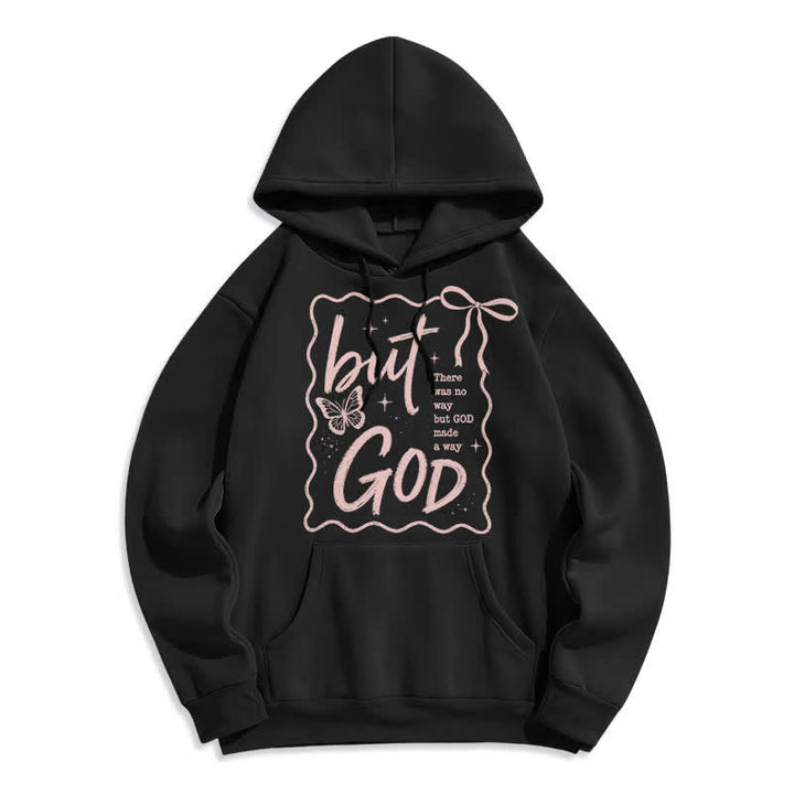 Christianartworkshop Felpa con cappuccio oversize in pile But God Butterfly - Nero - 2XL - image 0