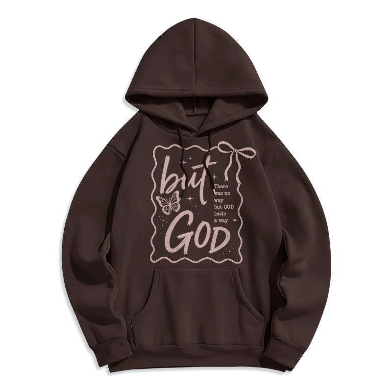 Christianartworkshop Felpa con cappuccio oversize in pile But God Butterfly - Caffè - 2XL - image 5