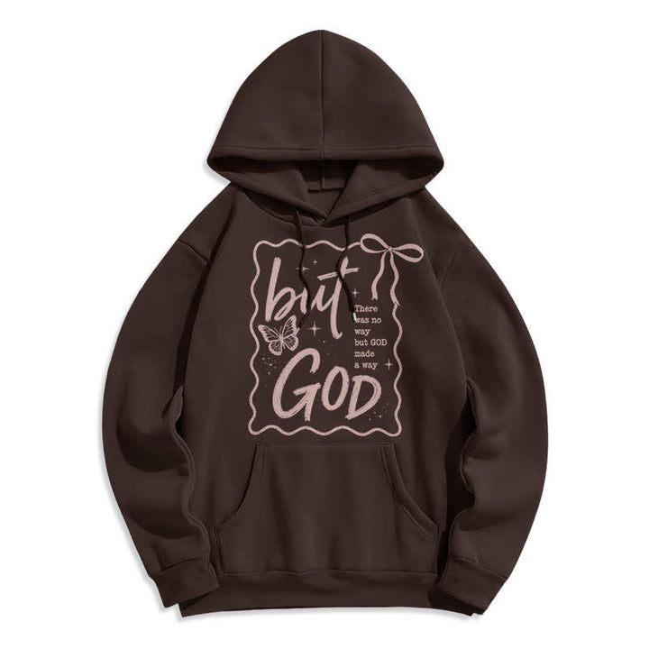 Christianartworkshop Felpa con cappuccio oversize in pile But God Butterfly - Caffè - 2XL - image 5
