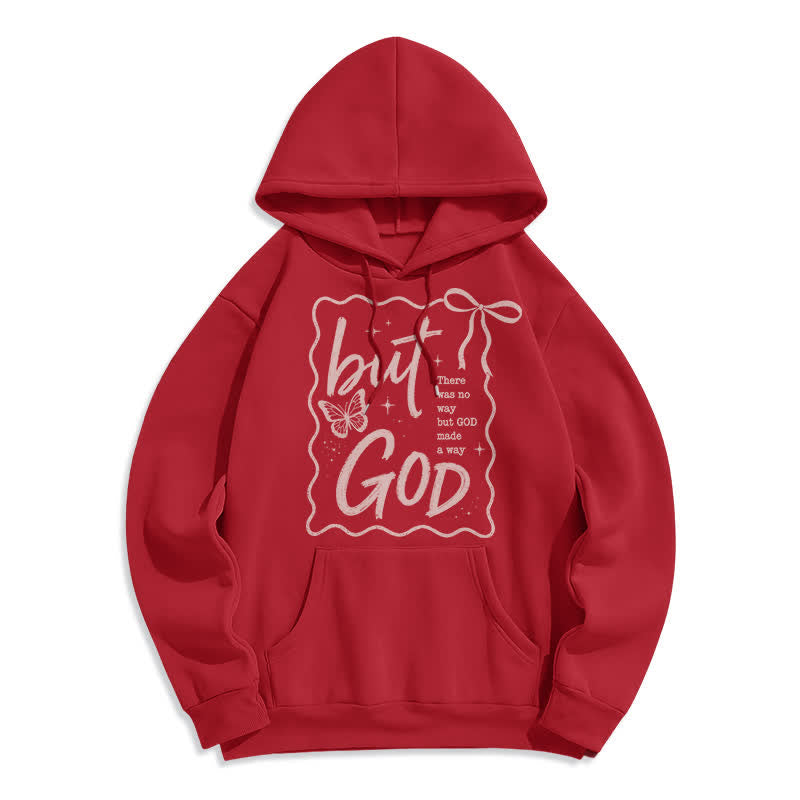 Christianartworkshop Felpa con cappuccio oversize in pile But God Butterfly - Rosso - 2XL - image 6