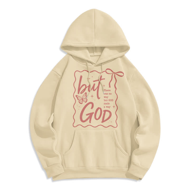 Christianartworkshop Felpa con cappuccio oversize in pile But God Butterfly - Albicocca - 2XL - image 3