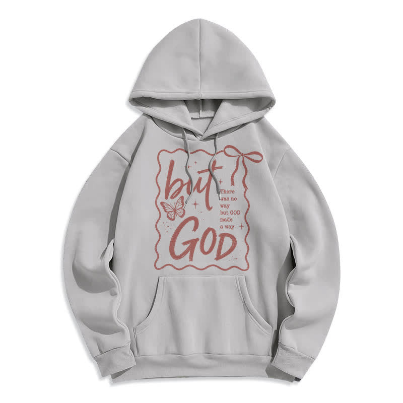 Christianartworkshop Felpa con cappuccio oversize in pile But God Butterfly - Grigio - 2XL - image 1