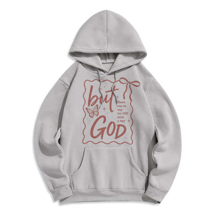 Christianartworkshop Felpa con cappuccio oversize in pile But God Butterfly - Grigio - 2XL - image 1