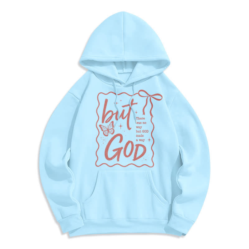 Christianartworkshop Felpa con cappuccio oversize in pile But God Butterfly - Blu - 2XL - image 7