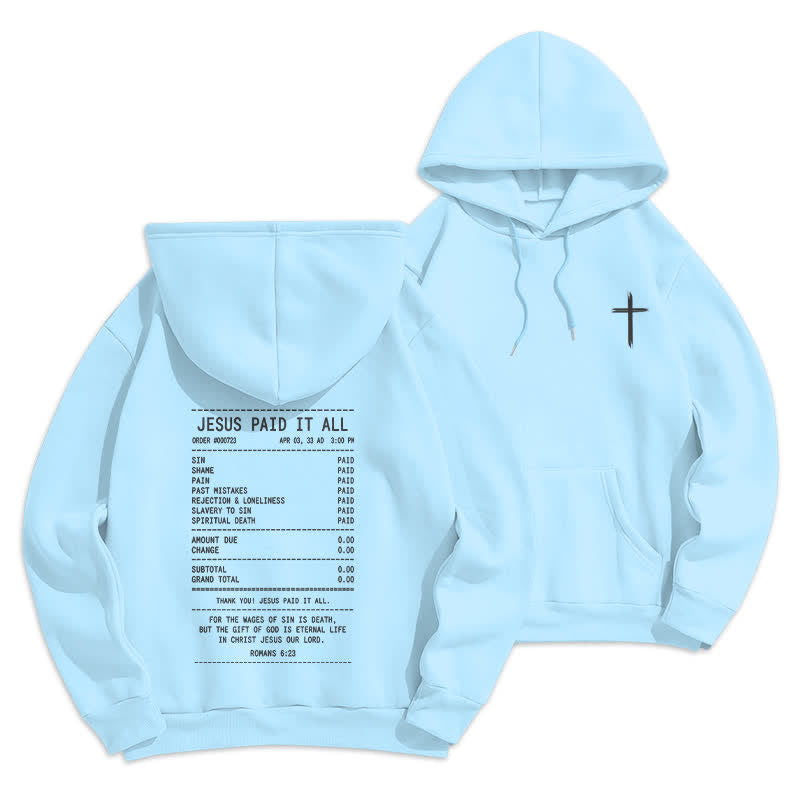 Christianartworkshop Felpa con cappuccio in pile con grafica "Jesus Paid It All Receipt" (Gesù ha pagato tutto) - Blu - 2XL - image 18