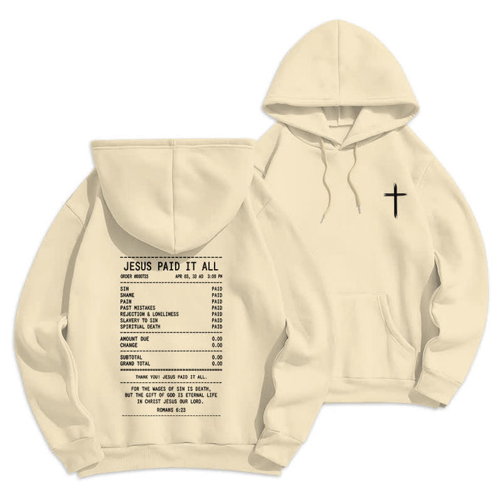 Christianartworkshop Felpa con cappuccio in pile con grafica "Jesus Paid It All Receipt" (Gesù ha pagato tutto) - Albicocca - 2XL - image 9