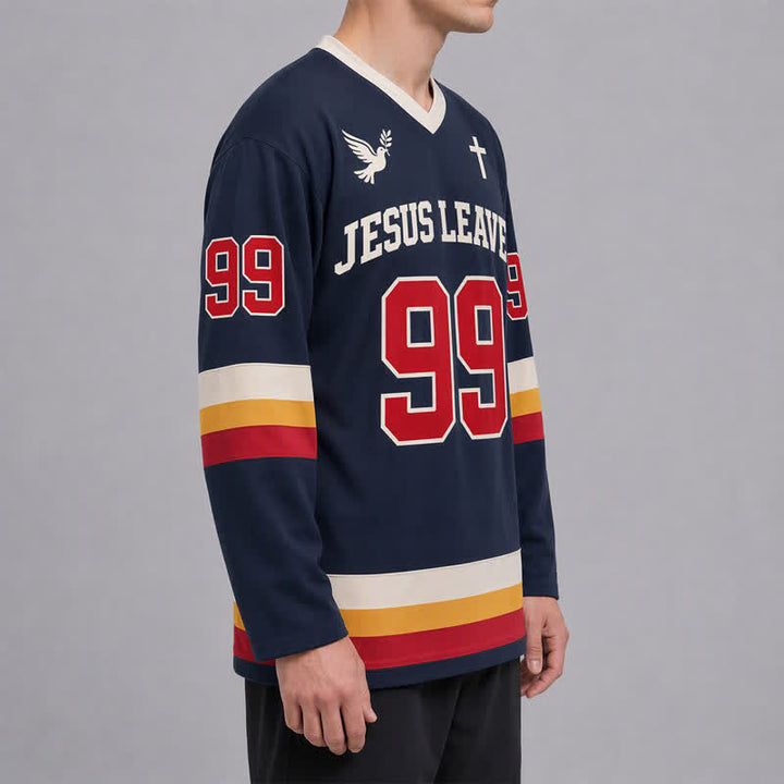 Christianartworkshop Maglia da hockey a maniche lunghe blu navy Jesus Leaves 99 - image 5