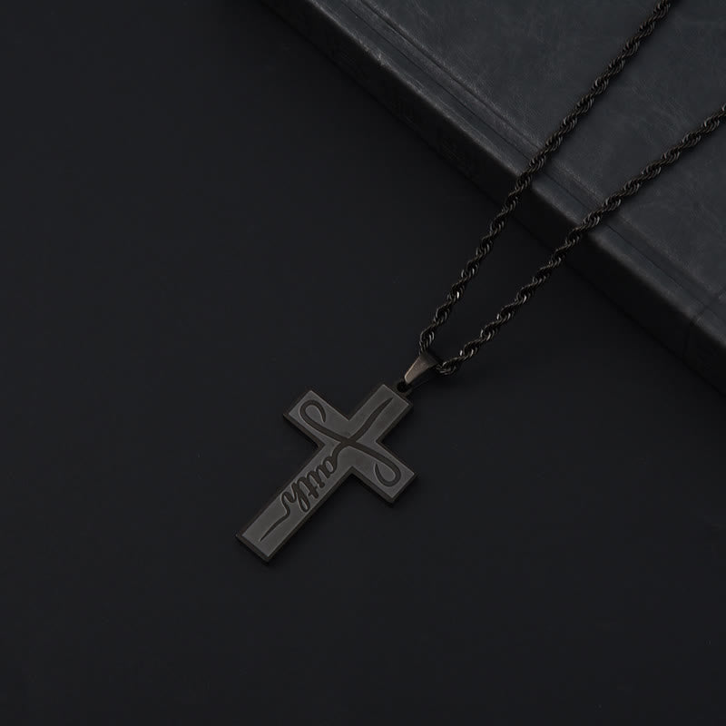 Christianartworkshop Collana con croce Faith liscia e lucida: simbolo di dolce e duratura grazia - Nero - Catena a corda - image 5