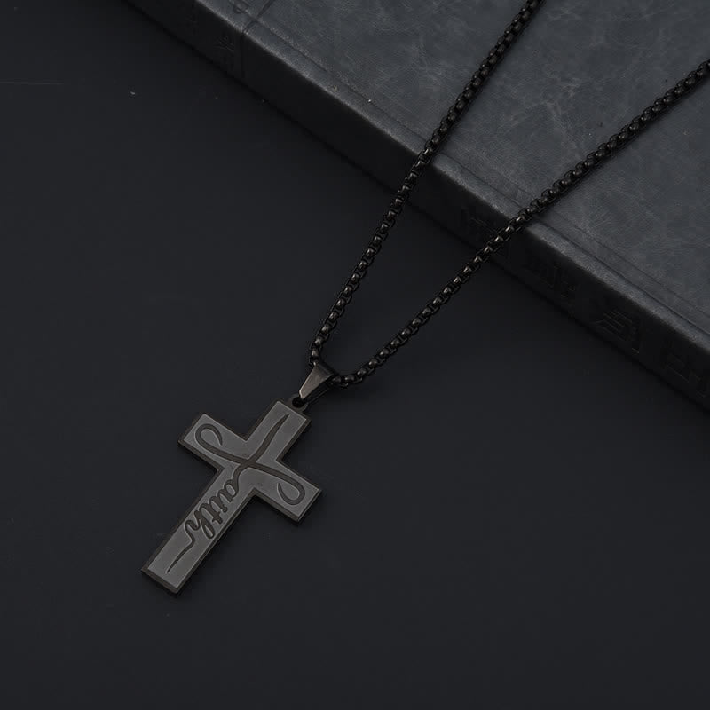 Christianartworkshop Collana con croce Faith liscia e lucida: simbolo di dolce e duratura grazia - Nero - Catena a scatola - image 2