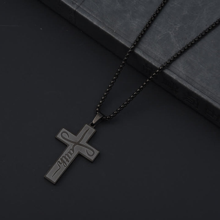 Christianartworkshop Collana con croce Faith liscia e lucida: simbolo di dolce e duratura grazia - Nero - Catena a scatola - image 2
