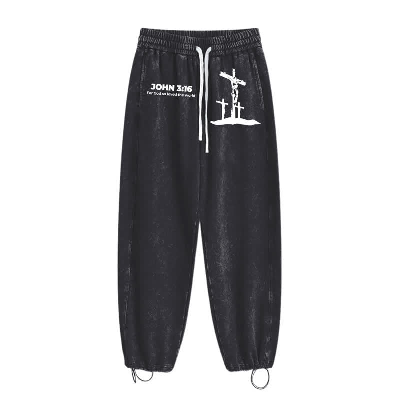 Christianartworkshop Giovanni 3:16 Silhouette Croce Blush Washed Sweatpants - image 10