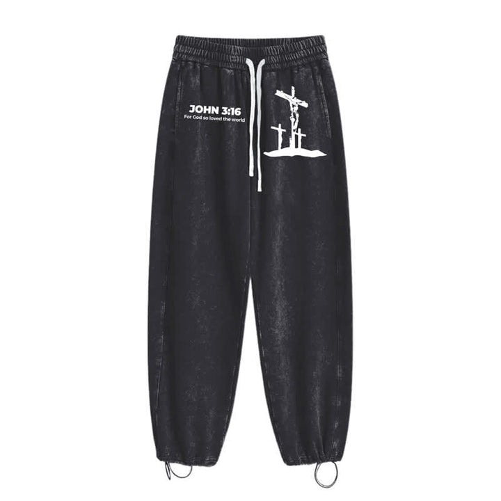 Christianartworkshop Giovanni 3:16 Silhouette Croce Blush Washed Sweatpants - image 10
